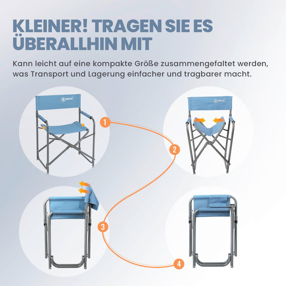 CAMPING-KLAPPSTUHL - Blau/Graphitfarben, Basics, Textil/Metall (58/41.5/91cm) - Modante