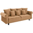 BIGSOFA in Samt Braun, Goldfarben  - Goldfarben/Schwarz, Design, Holz/Textil (248/96/95cm) - Carryhome