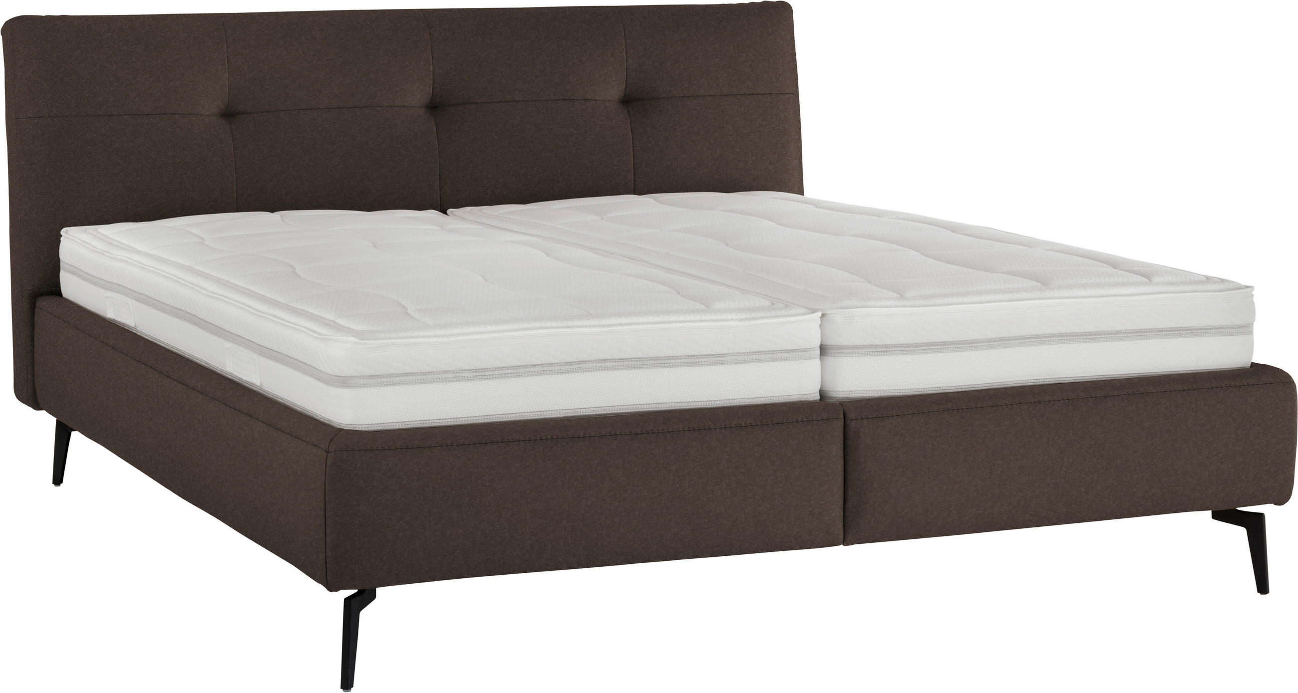 POLSTERBETT gepolstertes Kopfteil, Lattenroste, Matratzen Dunkelbraun 180/200 cm  - Dunkelbraun/Creme, MODERN, Holz/Holzwerkstoff (180/200cm) - Beldomo - Sleep
