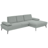 ECKSOFA Dieter Knoll in Chenille, Mikrofaser Hellblau, Salbeigrün  299/157 cm  - Salbeigrün/Schwarz, Design, Textil/Metall (299/157cm) - Dieter Knoll