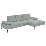 ECKSOFA Dieter Knoll in Chenille, Mikrofaser Hellblau, Salbeigrün  299/157 cm  - Salbeigrün/Schwarz, Design, Textil/Metall (299/157cm) - Dieter Knoll
