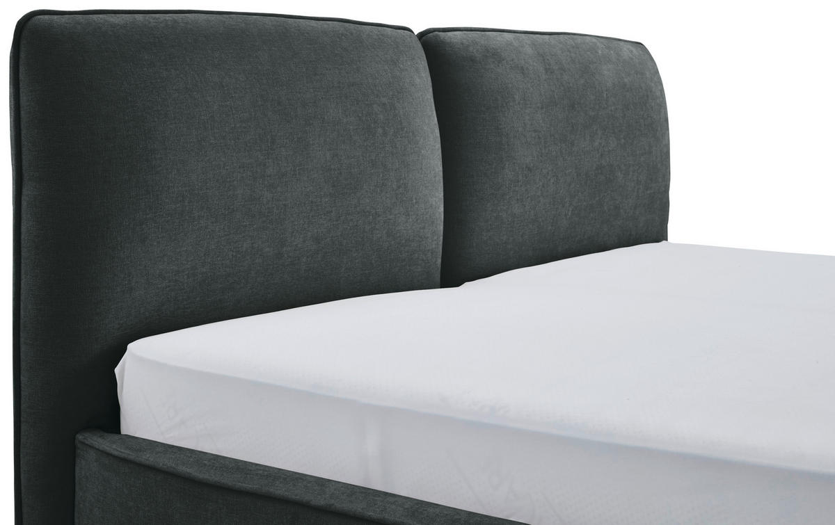 POLSTERBETT 200/200 cm  in Dunkelgrün  - Dunkelgrün/Schwarz, Modern, Textil/Metall (200/200cm) - Livetastic