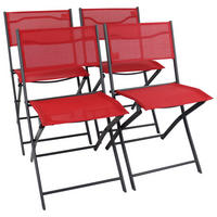 GARTENSTUHL-SET Stahl Rot  - Rot/Schwarz, MODERN, Textil/Metall (45/79/46cm) - Ambia Garden