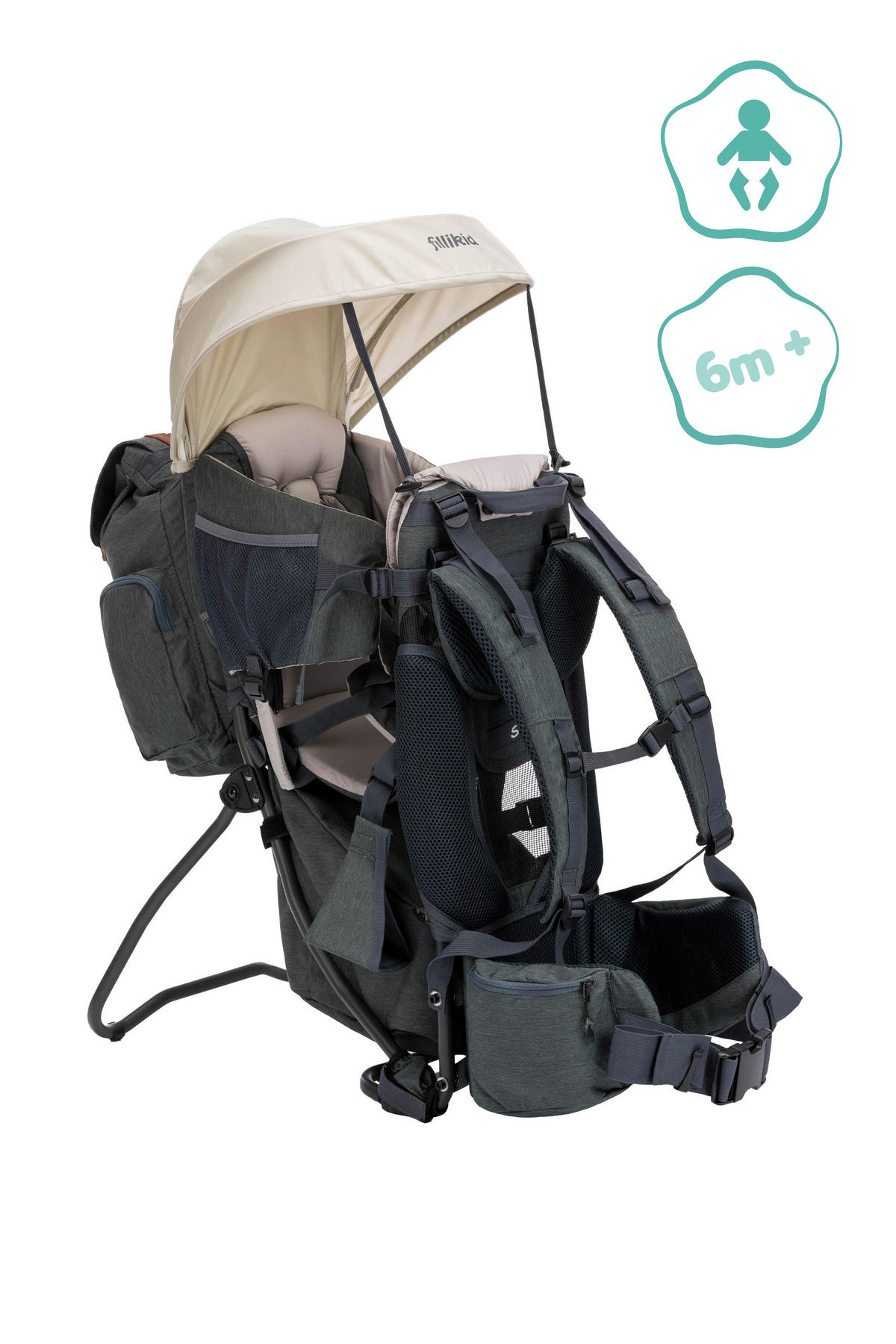 RÜCKENTRAGE Adventure  - Dunkelgrau/Beige, Basics, Textil (30/73/85cm) - Fillikid