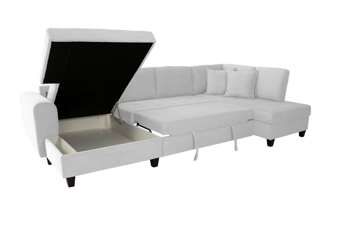 WOHNLANDSCHAFT MORITZ Silberfarben Cord  - Silberfarben, Trend, Textil (155/324/178cm) - P & B