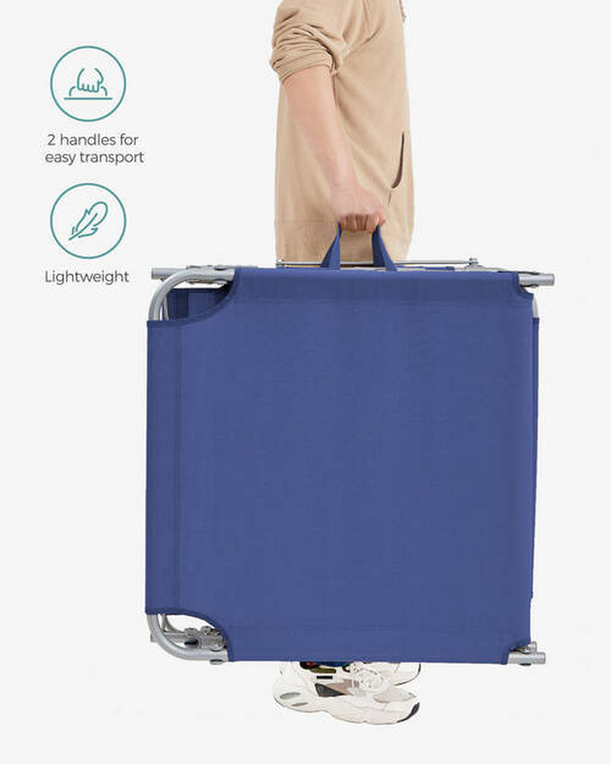 GARTENLIEGE 71/38/200 cm  - Alufarben/Dunkelblau, MODERN, Textil/Metall (71/38/200cm) - Modante