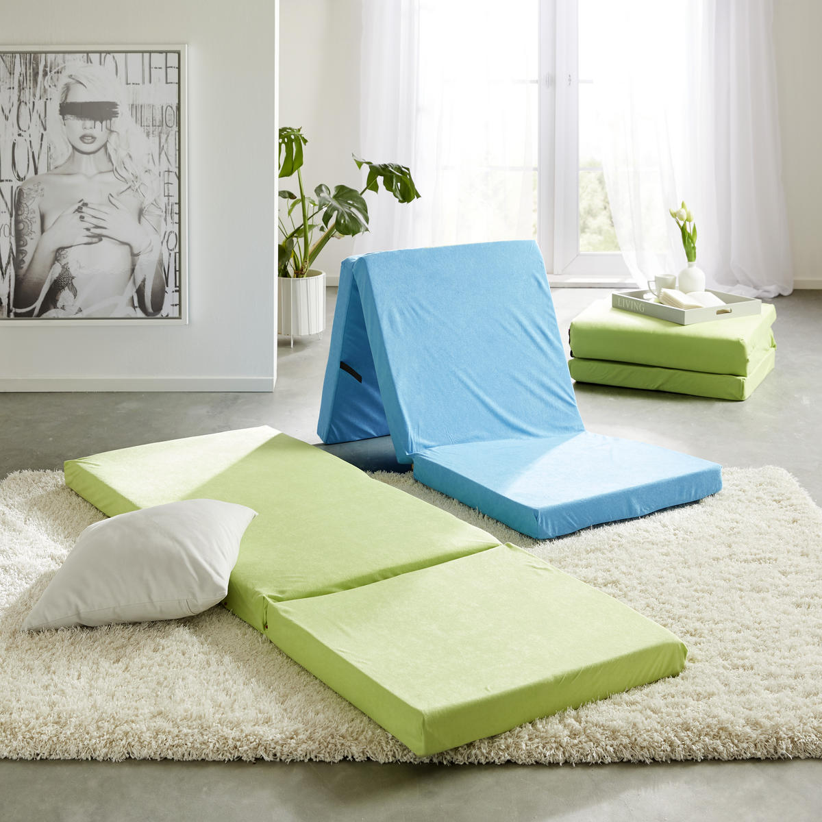 SKLADACÍ MATRAC, 65/186 cm - zelená, Basics, textil (65/186cm) - Carryhome