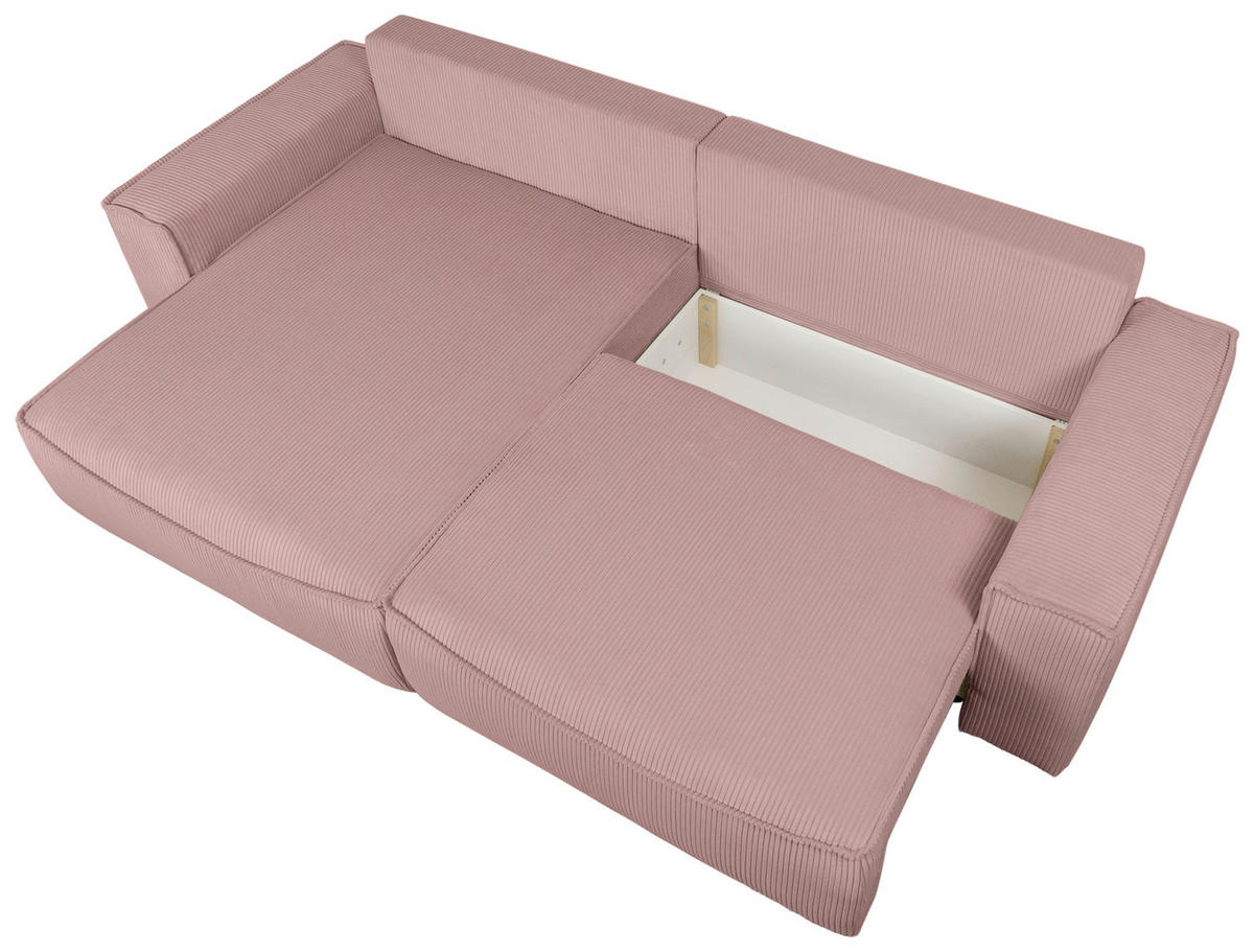 ECKSOFA Rosa Cord  - Schwarz/Rosa, KONVENTIONELL, Kunststoff/Textil (148/265cm) - Carryhome