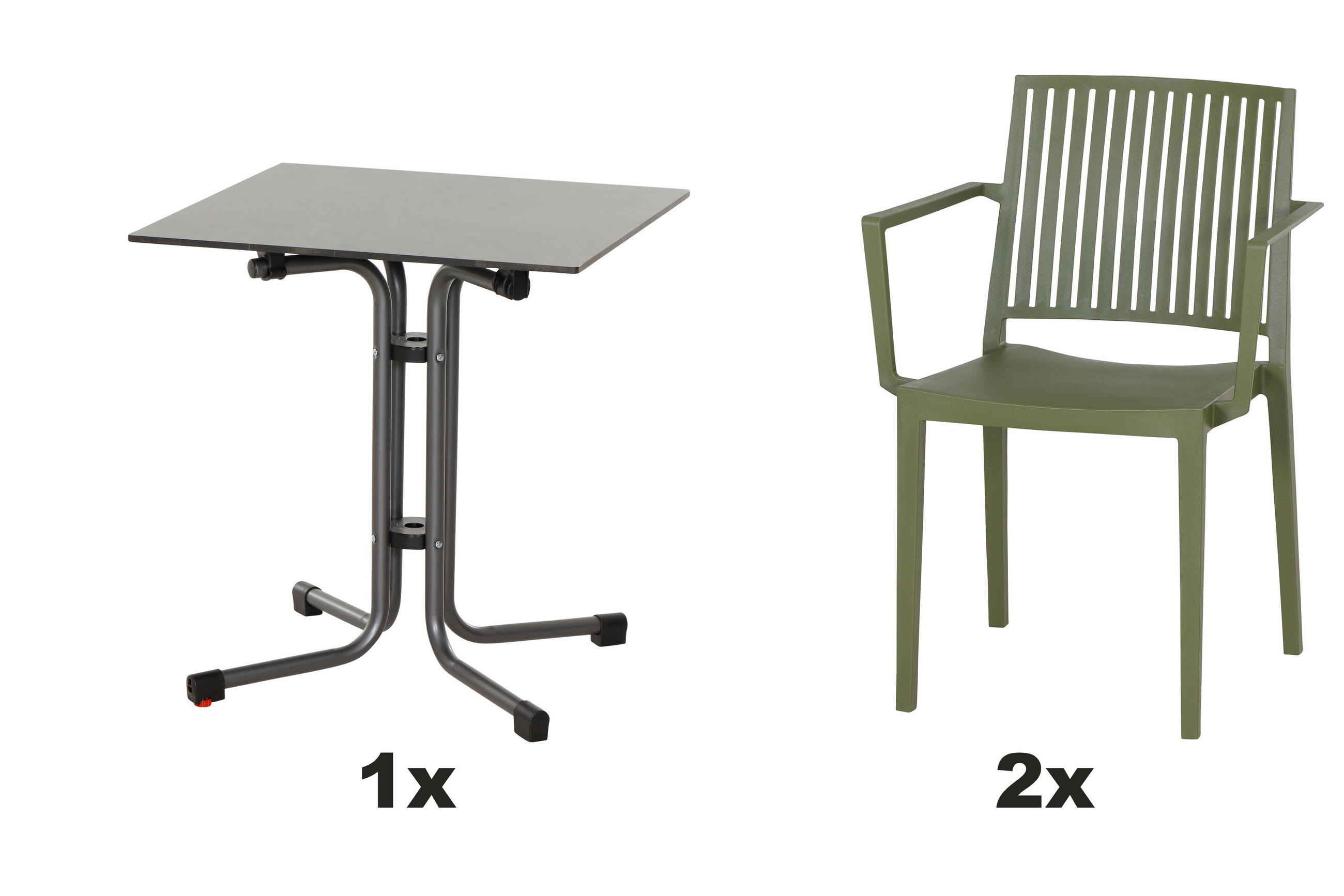 GARTENGARNITUR 3-teilig  - Grün, Basics, Holzwerkstoff/Kunststoff (60/80/60cm) - Siena Garden