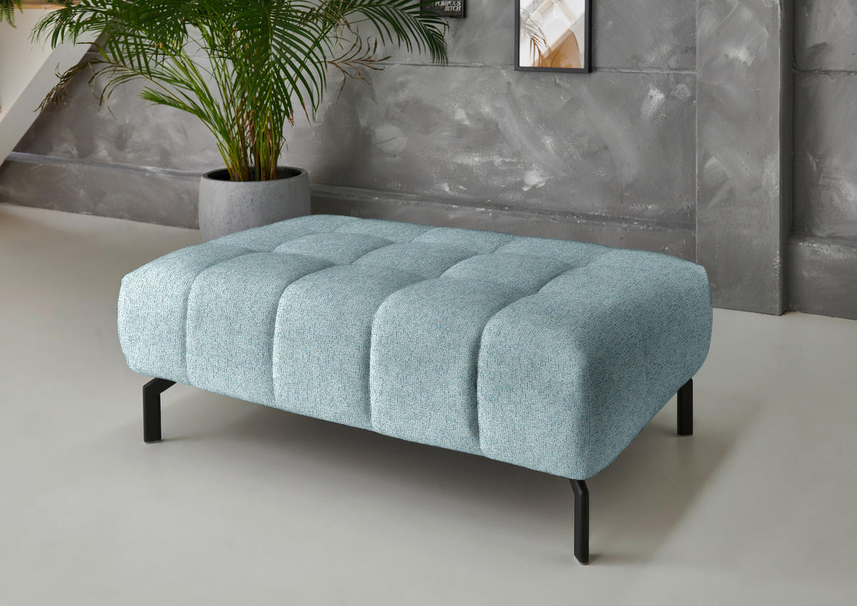 ECKSOFA in Chenille Hellblau  - Schwarz/Hellblau, Design, Textil/Metall (222/323cm) - Beldomo Style