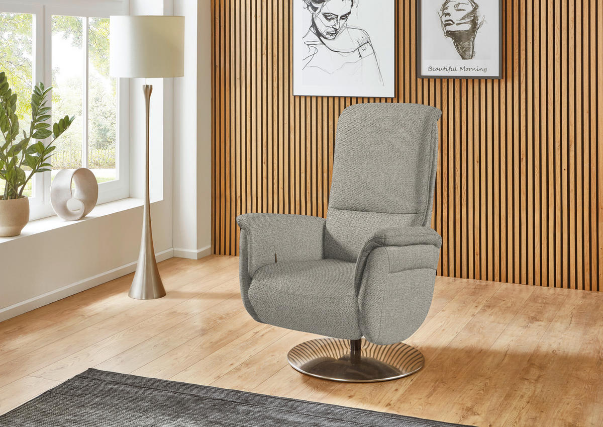 RELAXSESSEL Textil Schilfgrün  - Schilfgrün/Edelstahlfarben, Konventionell, Textil/Metall (79/112/94cm) - Beldomo Premium