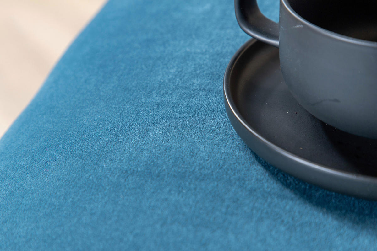 HOCKER Samt Goldfarben, Hellblau  - Blau/Goldfarben, Design, Kunststoff/Textil (90/49/70cm) - Livetastic