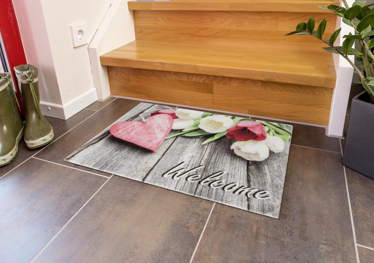 FUßMATTE 40/60 cm  - Rot/Weiß, Trend, Textil (40/60cm)