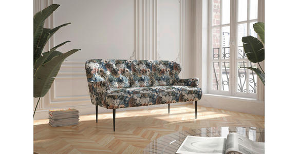 SOFA Jacquard Blau, Rosa, Beige  - Blau/Beige, KONVENTIONELL, Textil/Metall (193/97/87cm) - Cantus