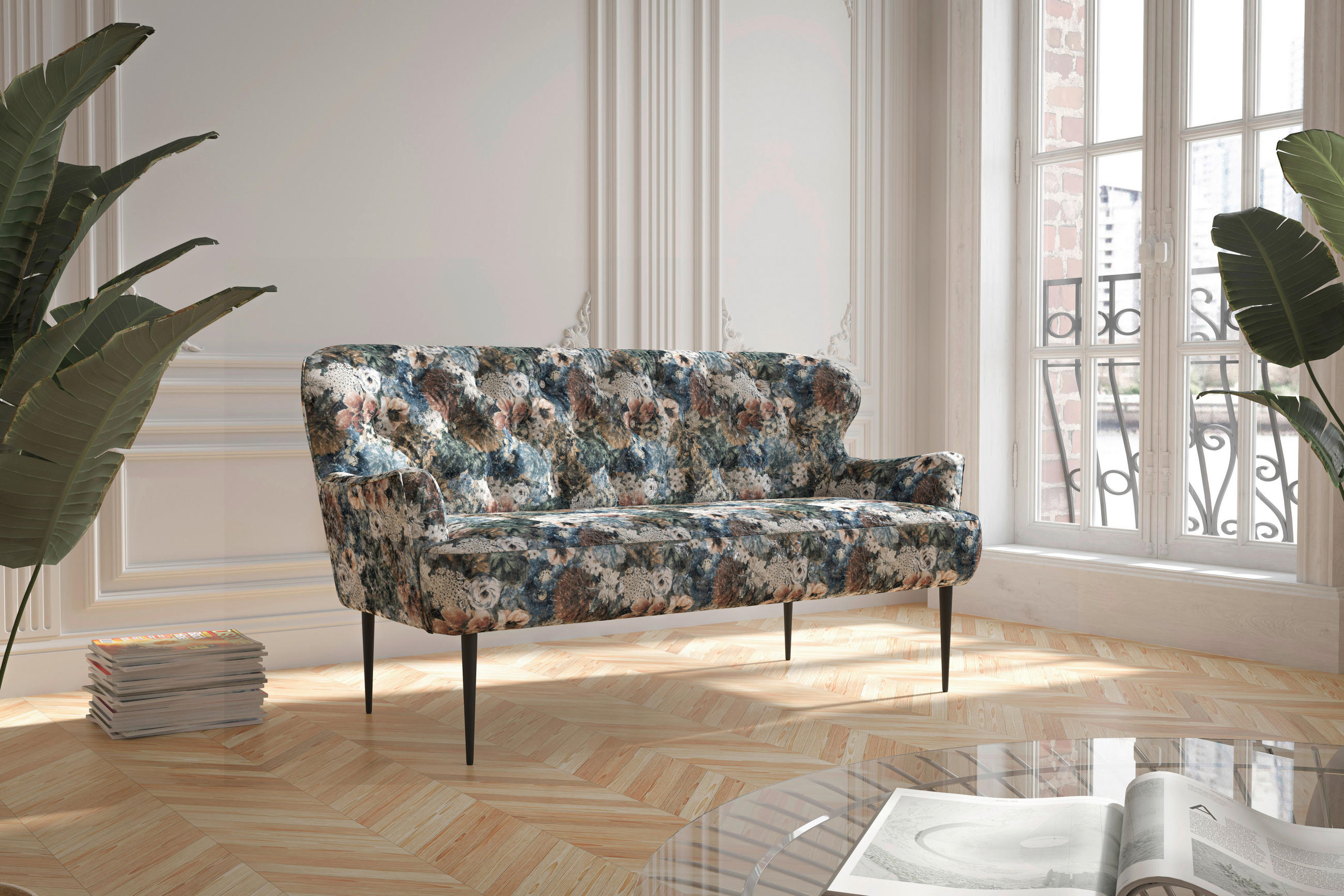 KÜCHENSOFA  - Blau/Beige, KONVENTIONELL, Textil/Metall (193/97/87cm) - Cantus