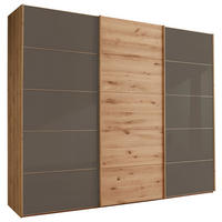 SCHWEBETÜRENSCHRANK  in Dunkelbraun, Eiche Bianco  - Eiche Bianco/Dunkelbraun, Natur, Glas/Holz (300/236/67cm) - Linea Natura