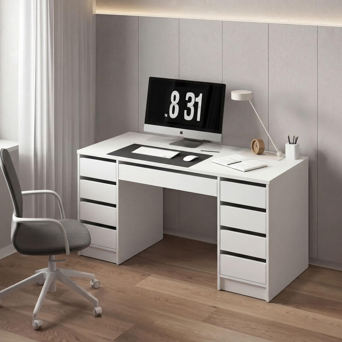 SCHREIBTISCH 152,6/55/77,6 cm Weiß  - Weiß, MODERN, Holzwerkstoff (152,6/55/77,6cm) - Livetastic