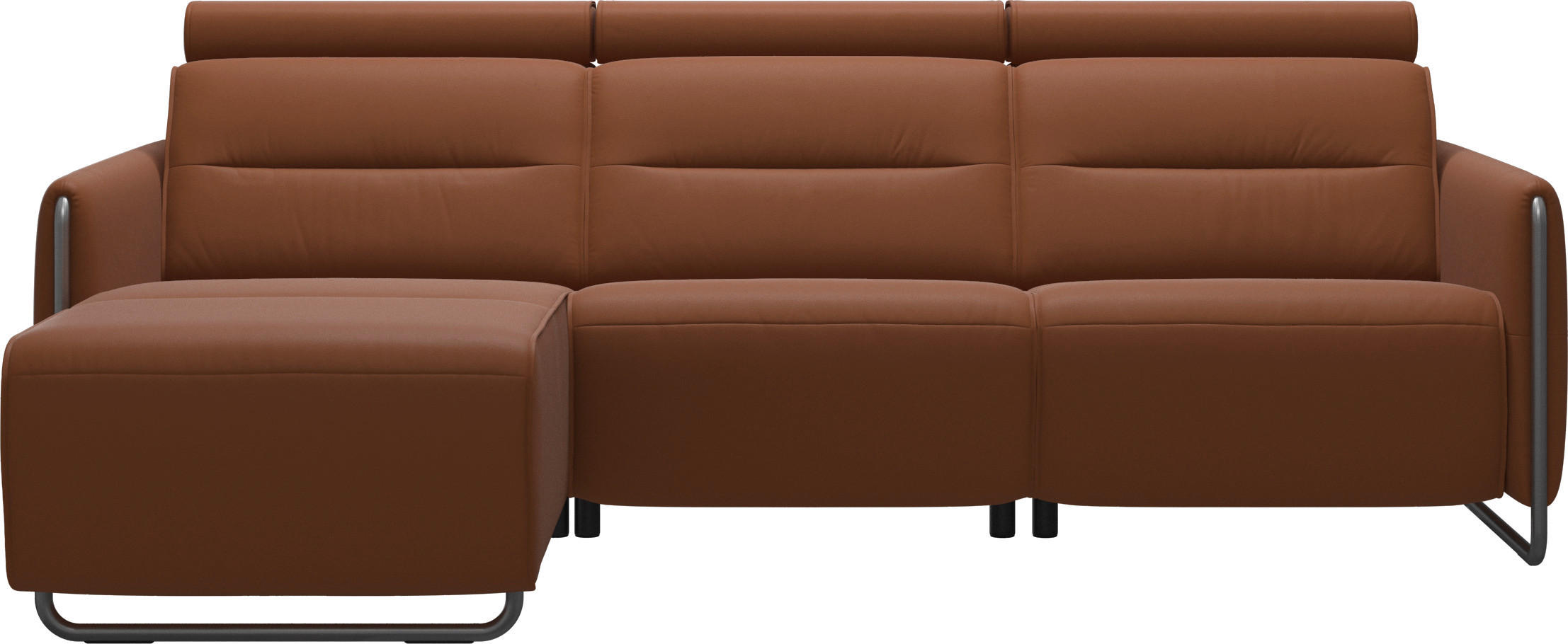 ECKSOFA in Echtleder Cognac  - Chromfarben/Cognac, Natur, Leder/Metall (184/248cm) - Stressless