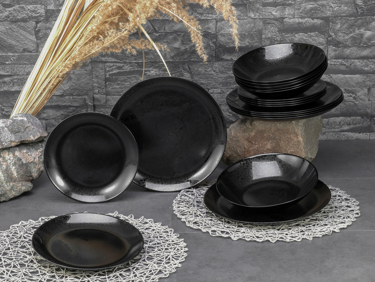JÍDELNÍ SOUPRAVA,  - černá, Basics, sklo (32/32/14cm) - Creatable