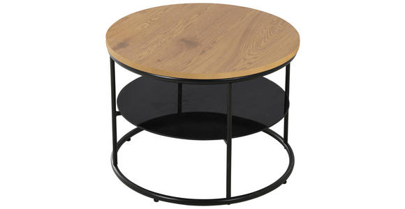 COUCHTISCH ESG 60/60/45 cm rund Schwarz, Eichefarben - Eichefarben/Schwarz, Design, Glas/Holzwerkstoff (60/60/45cm) - Carryhome