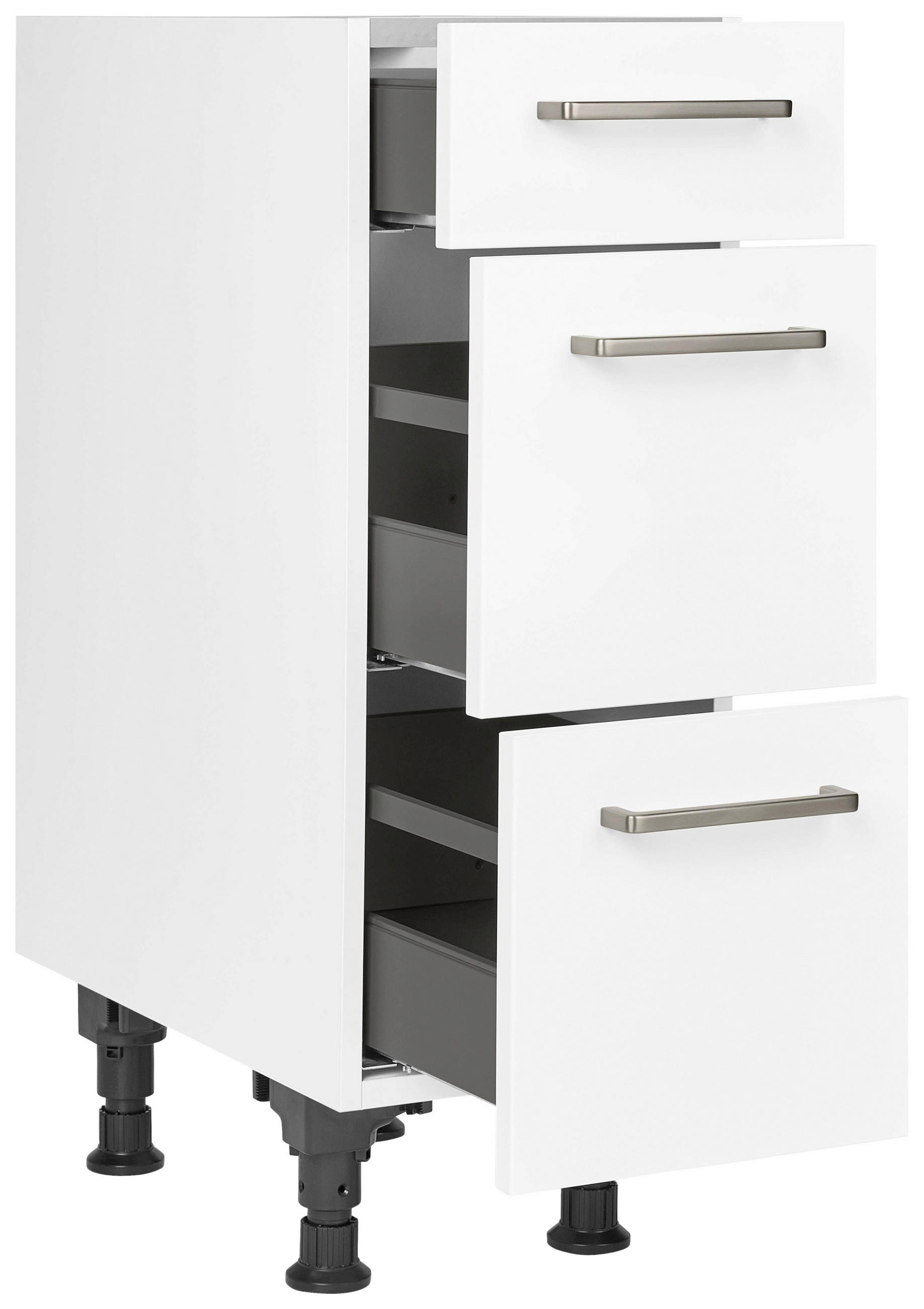 SCHUBKASTENUNTERSCHRANK 30/87/56 cm  in Weiß  - Edelstahlfarben/Weiß, MODERN, Holzwerkstoff/Metall (30/87/56cm) - Nobilia