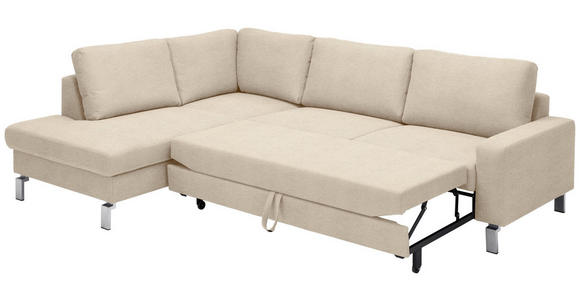 ECKSOFA in Flachgewebe Beige 200/276 cm - Chromfarben/Beige, Design, Textil/Metall (200/276cm) - Hom`in