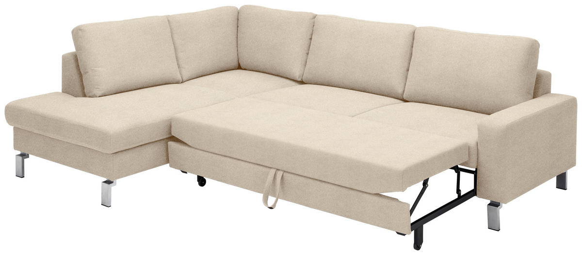 ECKSOFA in Flachgewebe Beige  - Chromfarben/Beige, Design, Textil/Metall (200/276cm) - Hom`in