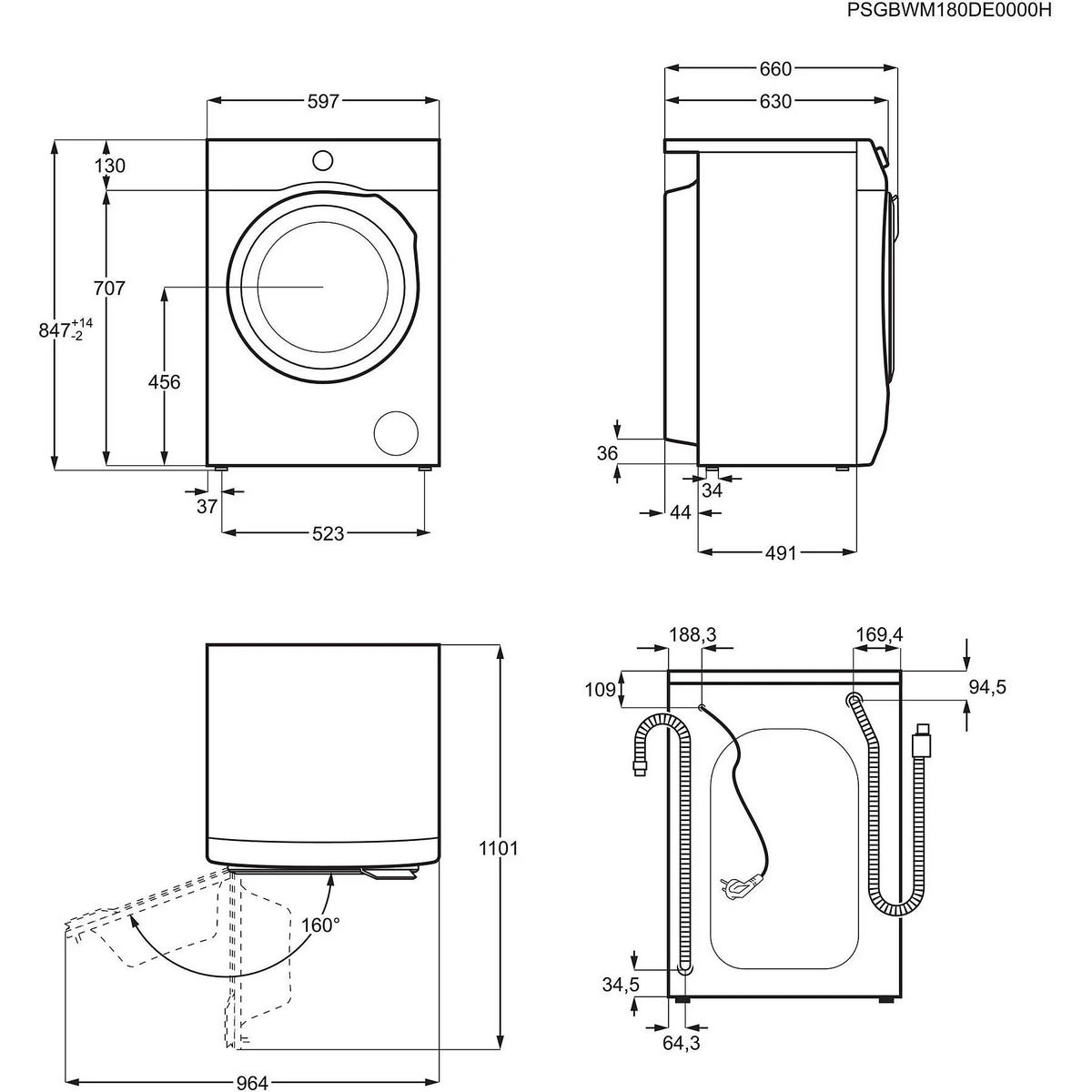 WASCHMASCHINE LR8EA75690   - Schwarz/Weiß, Basics, Metall (59,6/84,7/57,7cm) - AEG