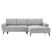 ECKSOFA in Webstoff Ecru  - Ecru/Schwarz, Design, Textil/Metall (272/170cm) - Welnova