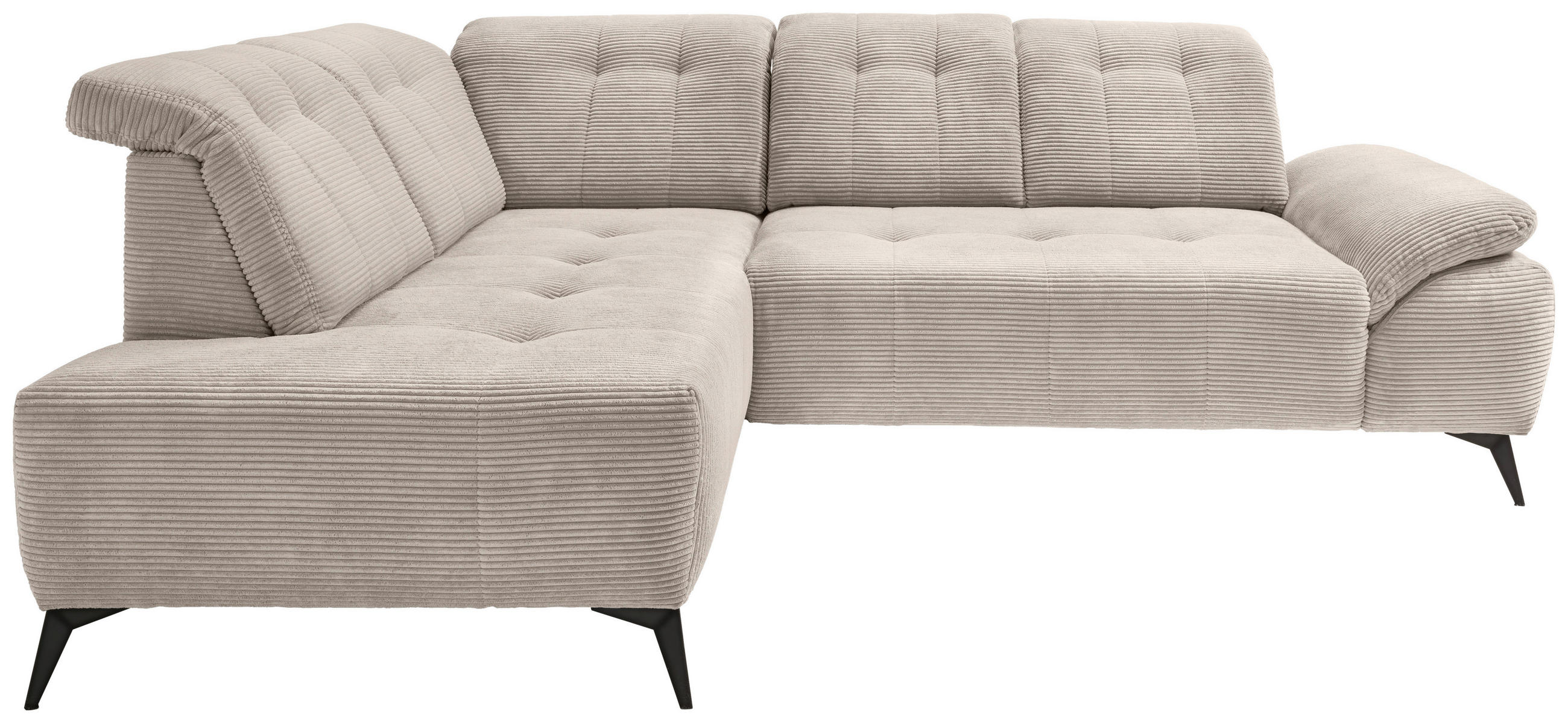 CANAPÉ D'ANGLE velours côtelé beige  - beige/noir, Modern, textile/métal (200/272cm) - Livetastic