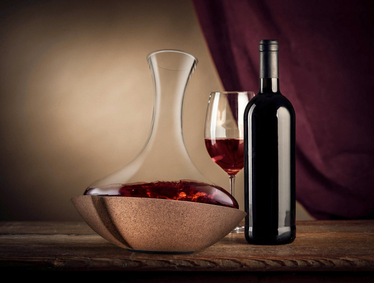 KARAFFE 0.75 l  - Klar/Hellbraun, Basics, Glas/Holz (28.2/23/26.4cm) - Vacu Vin