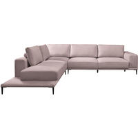 ECKSOFA  in Leinwand Altrosa  271/318 cm  - Schwarz/Altrosa, Design, Textil/Metall (271/318cm) - Belluti