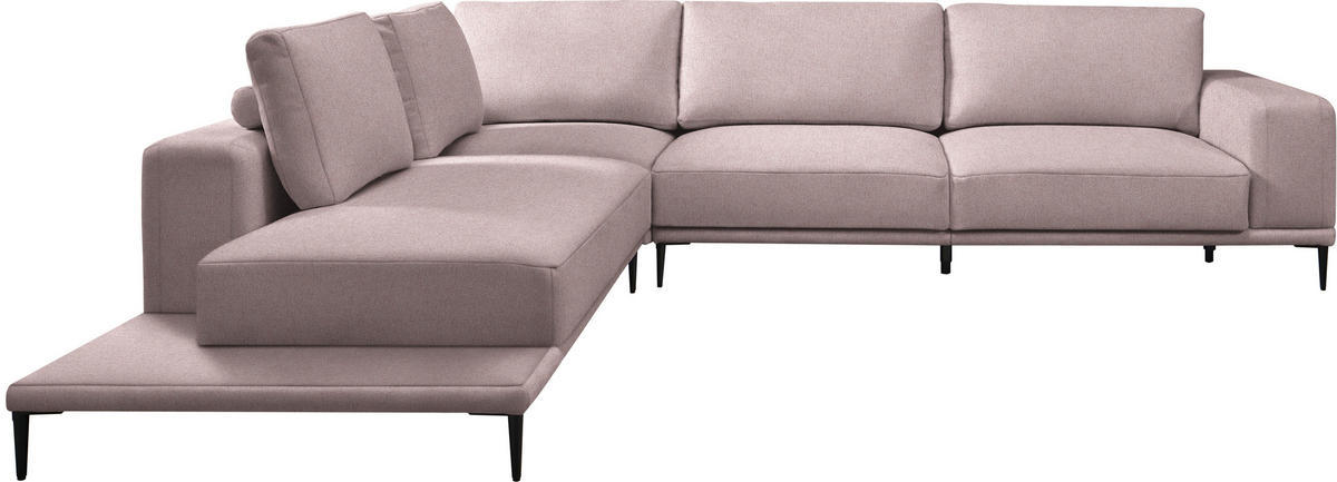 ECKSOFA  in Leinwand Altrosa  271/318 cm  - Schwarz/Altrosa, Design, Textil/Metall (271/318cm) - Belluti