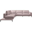 ECKSOFA  in Leinwand Altrosa  271/318 cm  - Schwarz/Altrosa, Design, Textil/Metall (271/318cm) - Belluti