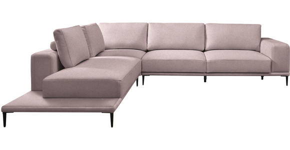 ECKSOFA  in Leinwand Altrosa  271/318 cm  - Schwarz/Altrosa, Design, Textil/Metall (271/318cm) - Belluti