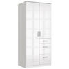 KLEIDERSCHRANK 91/199/58 cm 2-türig Weiß, Weiß Hochglanz  - Chromfarben/Weiß Hochglanz, Basics, Holzwerkstoff (91/199/58cm) - MID.YOU