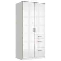RUHÁSSZEKRÉNY fehér, magasfényű fehér  - krómszínű/fehér, Basics, faalapú anyag (91/199/58cm) - MID.YOU