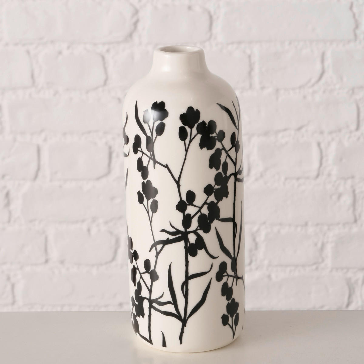 VASE  - Schwarz/Weiß, Trend, Keramik (7,5/18cm)