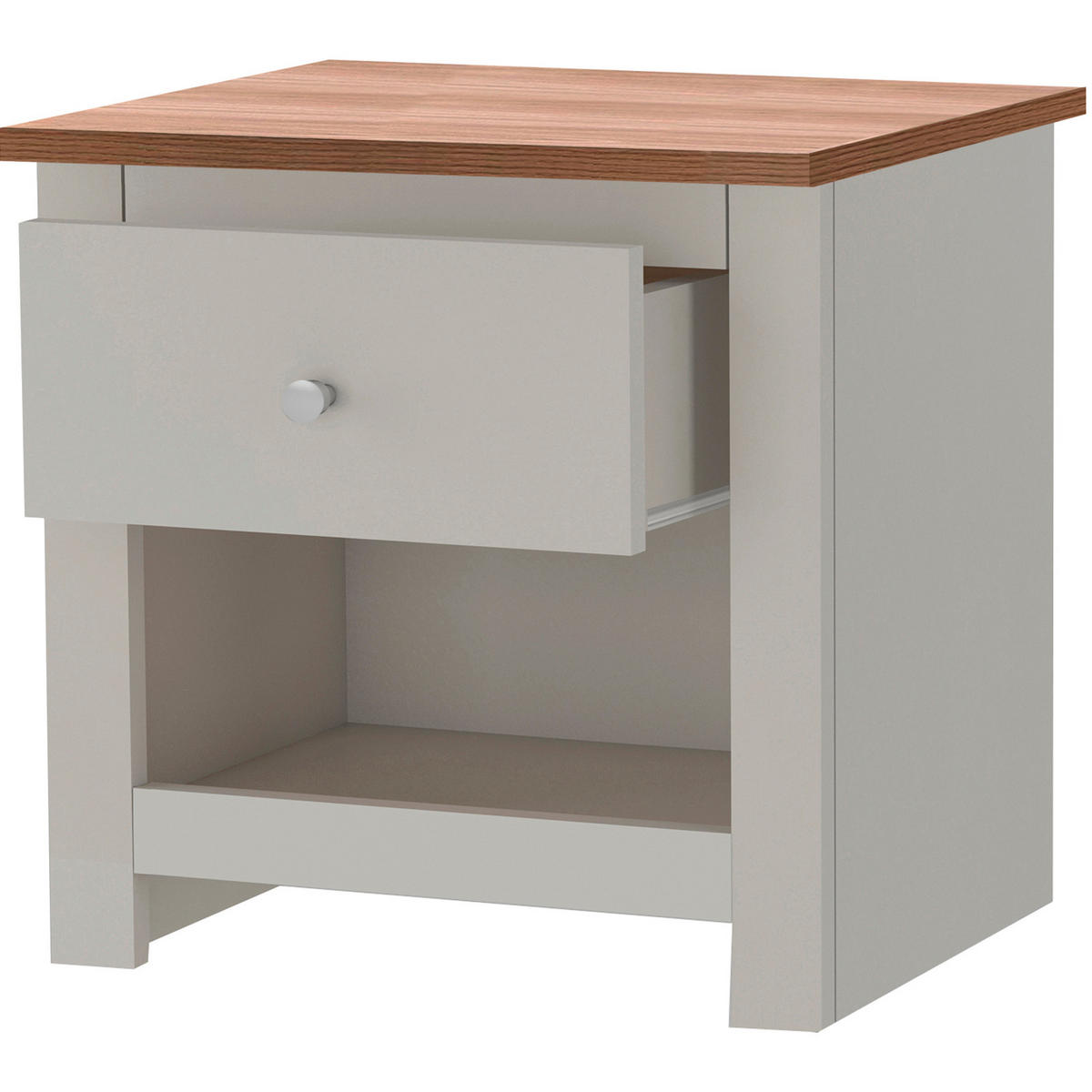 NACHTTISCH 45/46/35 cm  in Creme, Eichefarben  - Eichefarben/Silberfarben, Design, Holzwerkstoff/Metall (45/46/35cm) - MID.YOU