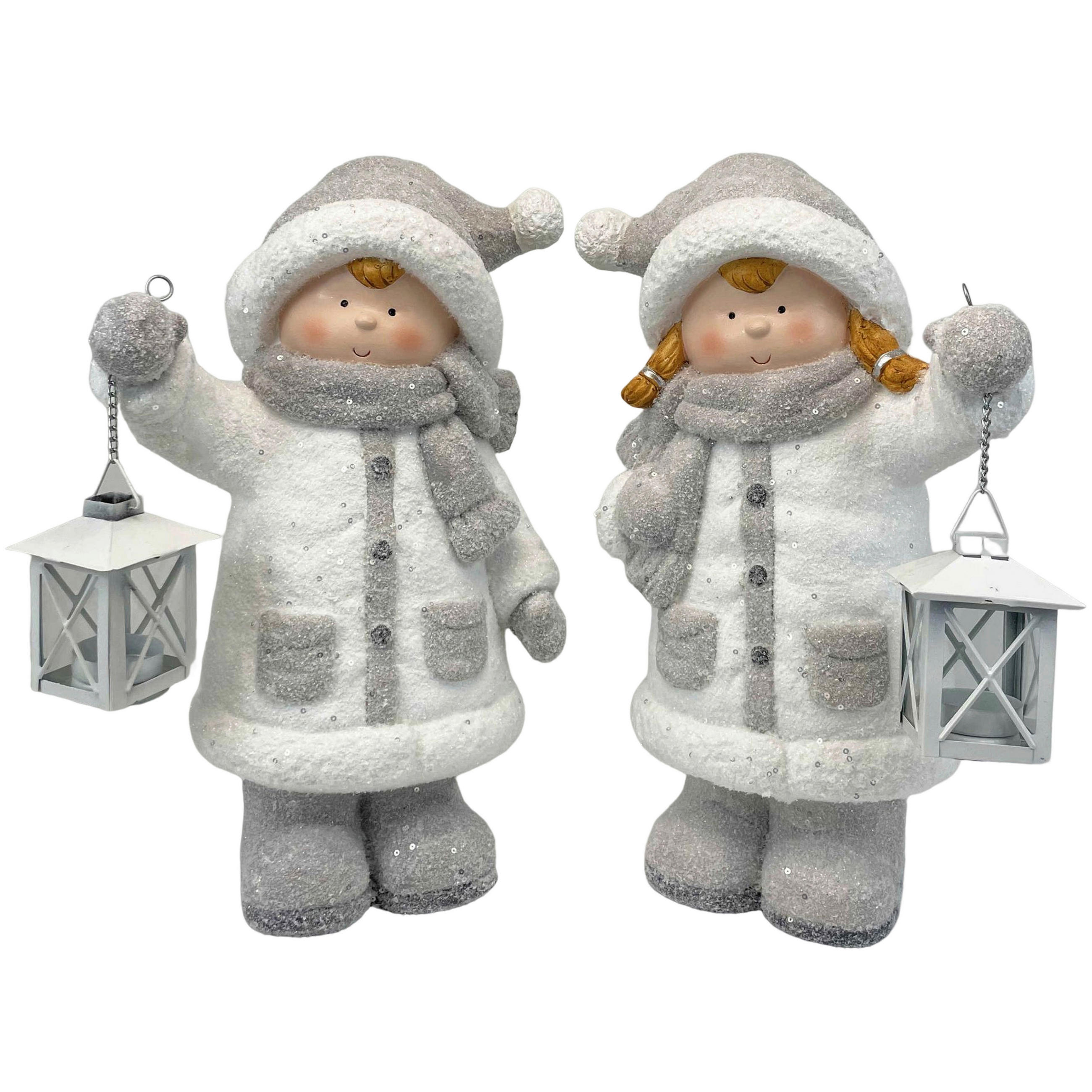 STATUETĂ COPIL - argintiu/alb, Trend, metal/piatră (25cm) - X-Mas