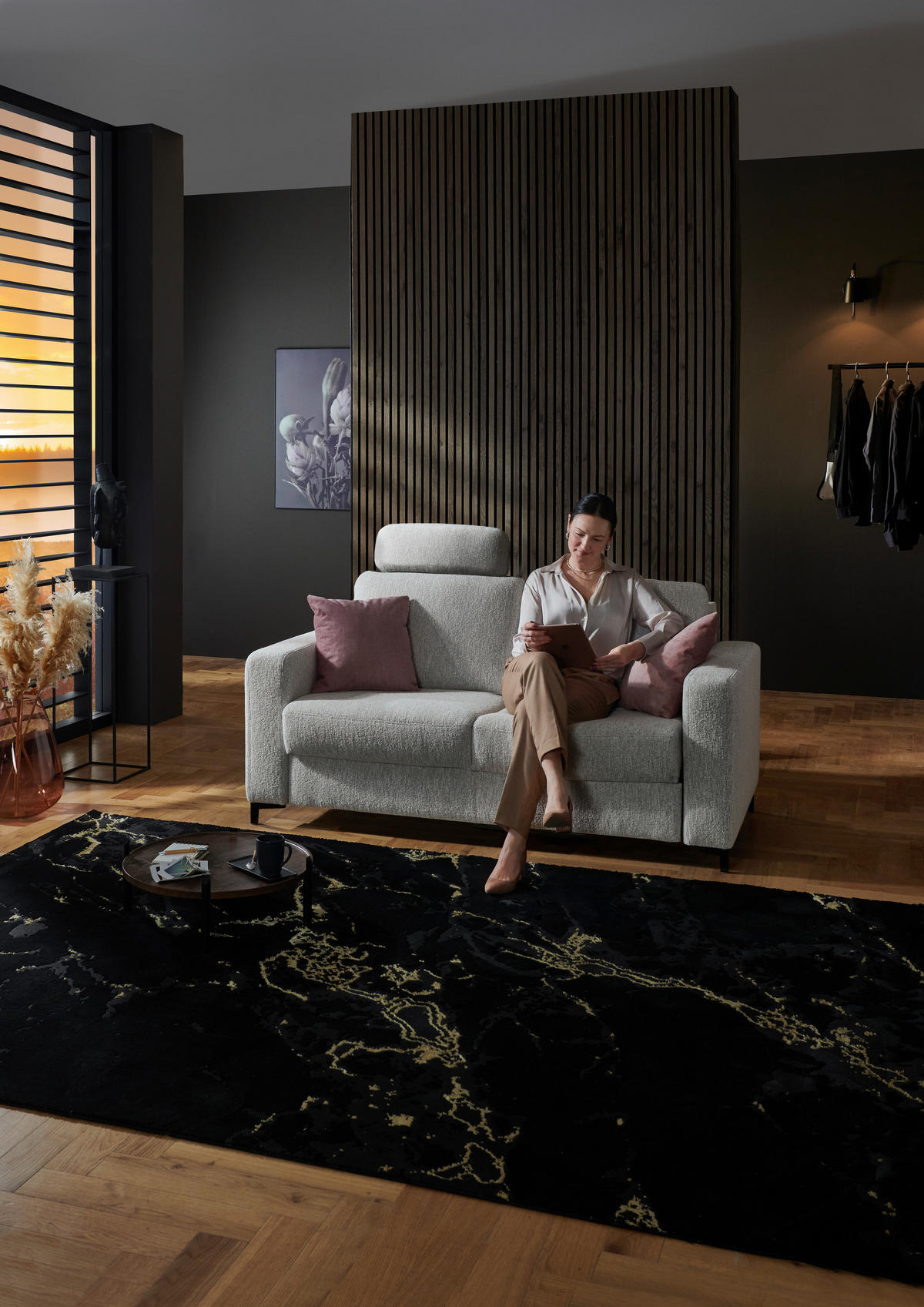 SCHLAFSOFA in Textil Ecru  - Ecru/Schwarz, Konventionell, Textil/Metall (196/87/103cm) - Dieter Knoll