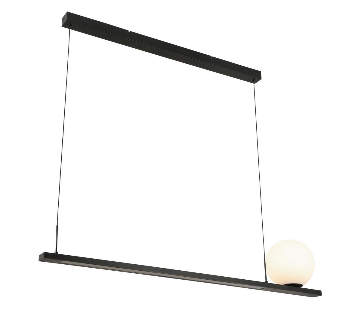 LED-HÄNGELEUCHTE 120/20/200 cm    - Schwarz, Design, Glas/Kunststoff (120/20/200cm) - Dieter Knoll
