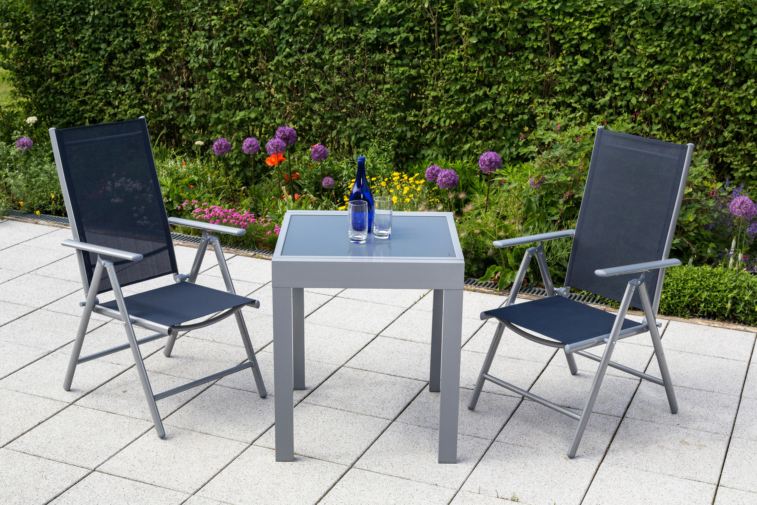 GARTENSET Aluminium  - Blau/Silberfarben, MODERN, Textil/Metall - Gardenson