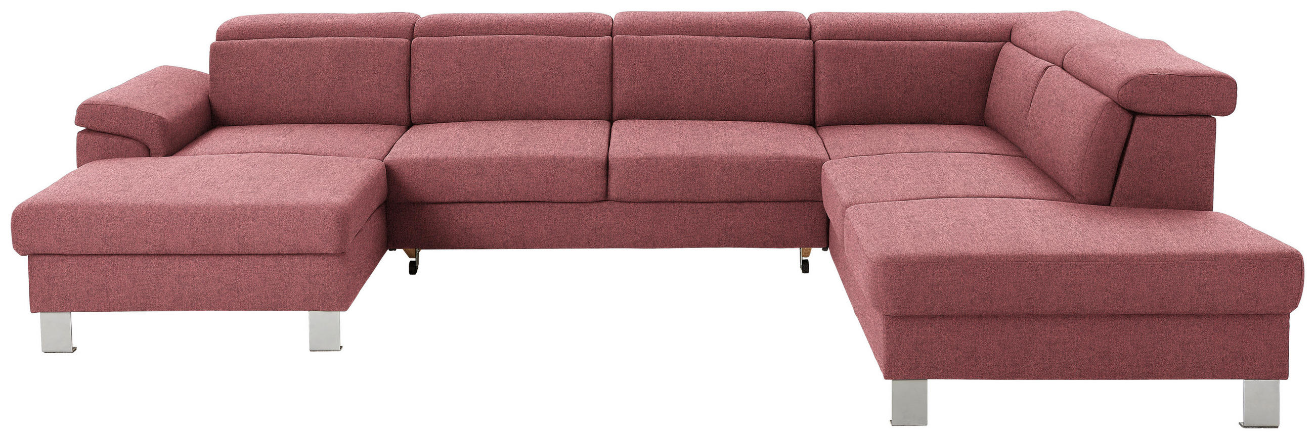 WOHNLANDSCHAFT in Webstoff Hellrot  - Hellrot/Silberfarben, Design, Textil/Metall (168/320/226cm) - Xora