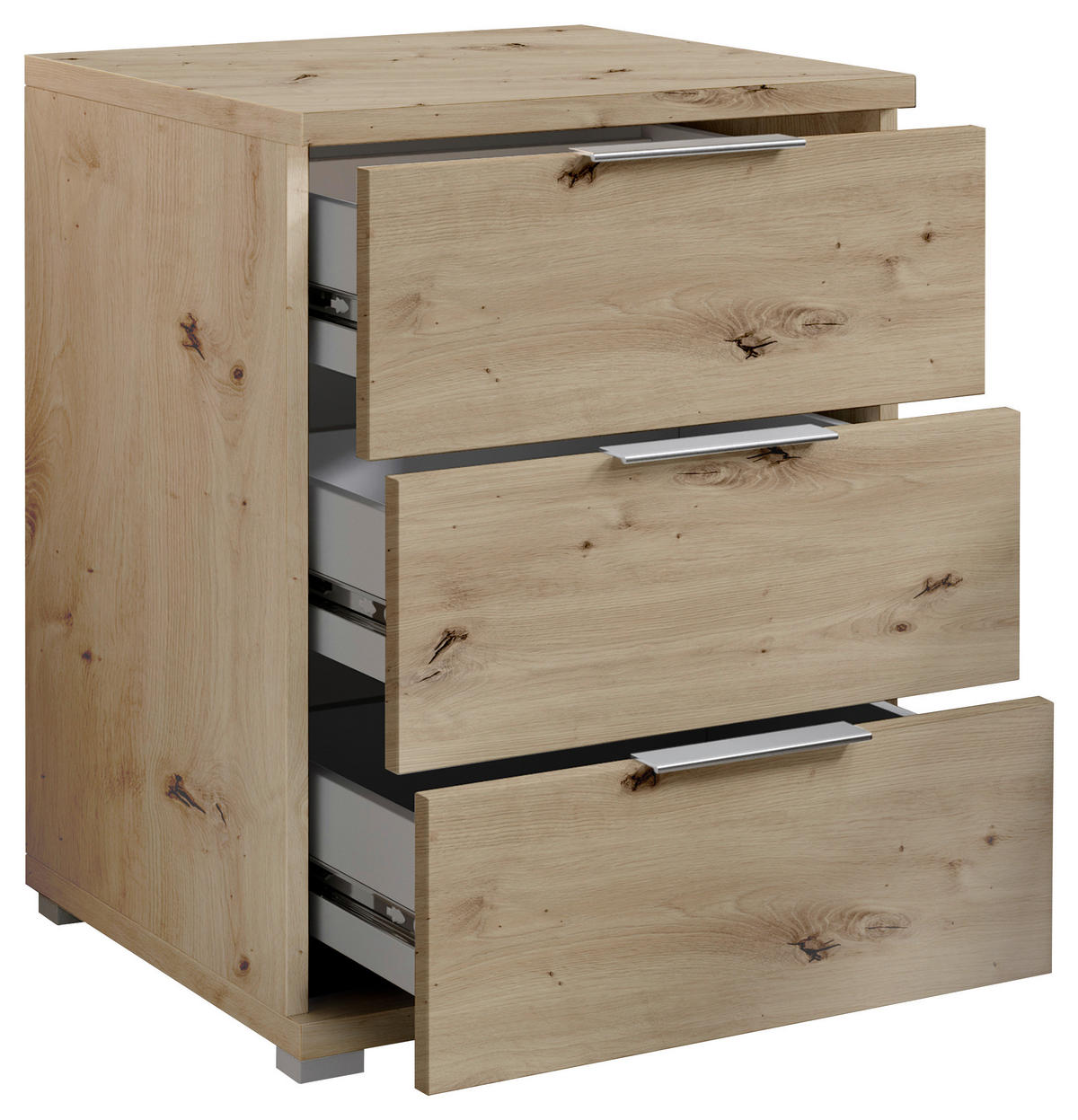 NOČNA OMARICA, hrast artisan  - barve aluminija/hrast artisan, Konvencionalno, umetna masa/leseni material (46/61/42cm) - Boxxx