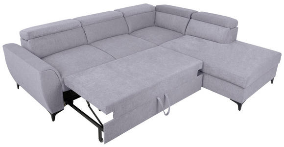 ECKSOFA Grau Velours  - Schwarz/Grau, KONVENTIONELL, Textil/Metall (255/217cm) - Carryhome