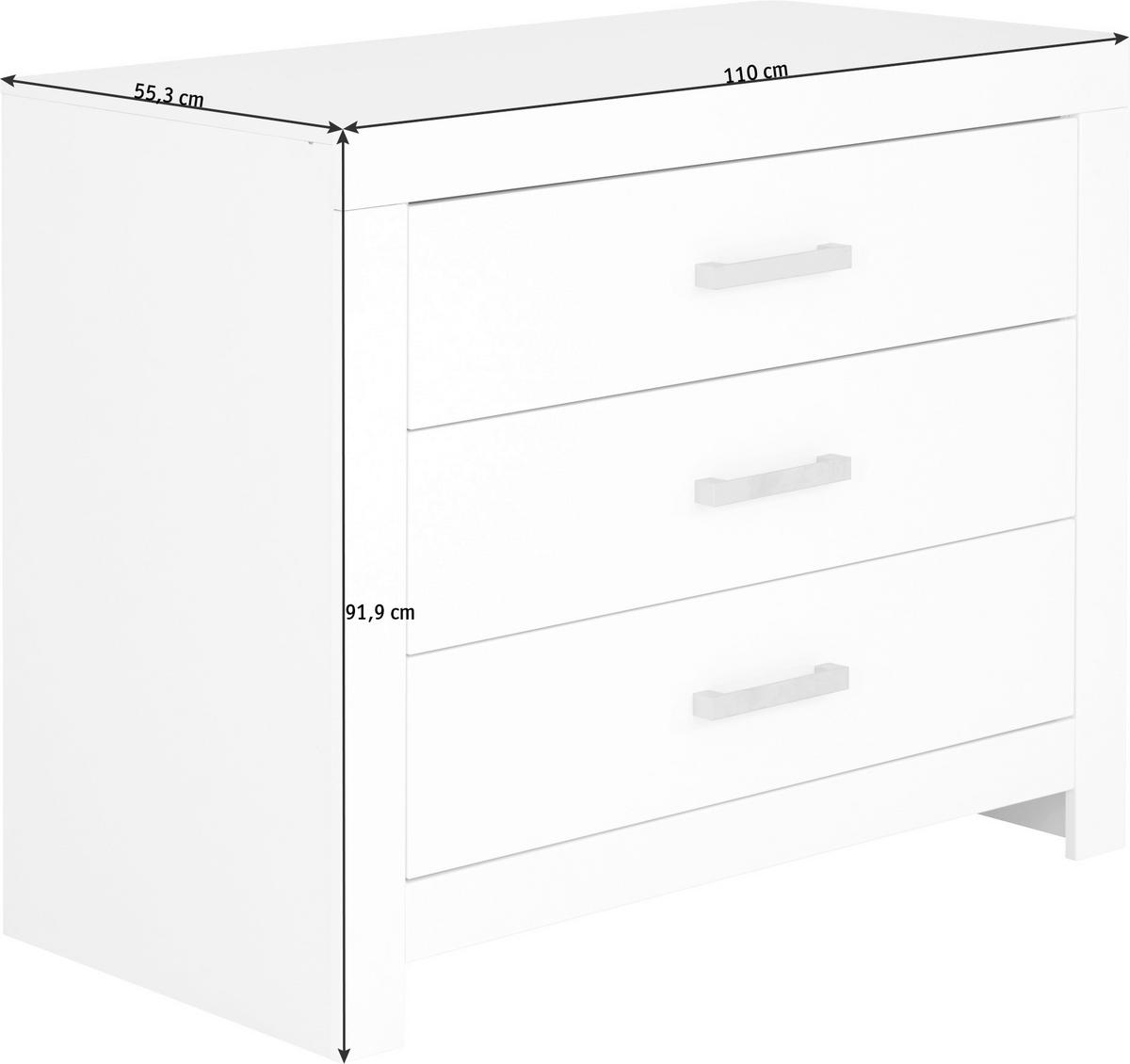 KOMMODE Fiona  in 110/91,9/55,3 cm  - Chromfarben/Weiß, Basics, Holzwerkstoff/Metall (110/91,9/55,3cm) - Paidi