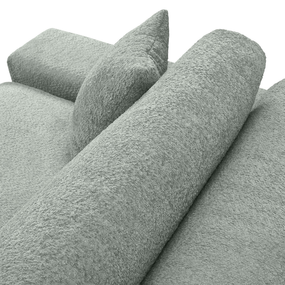 MEGASOFA Struktur, Bouclé Eukalyptusholzfarben  - Eukalyptusholzfarben/Schwarz, Modern, Kunststoff/Textil (270/76/125cm) - Landscape