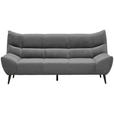 3-SITZER-SOFA Mikrofaser Grau  - Schwarz/Grau, Design, Textil/Metall (224/106/101cm) - Xora