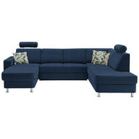 SEDEŽNA GARNITURA, šenilja modra  - barve kroma/modra, Design, umetna masa/tekstil (165/301/198cm) - Xora